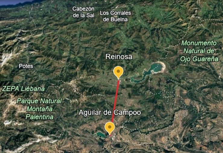 El trayecto de Aguilar de Campoo, en Palencia, hasta Reinosa, en Cantabria