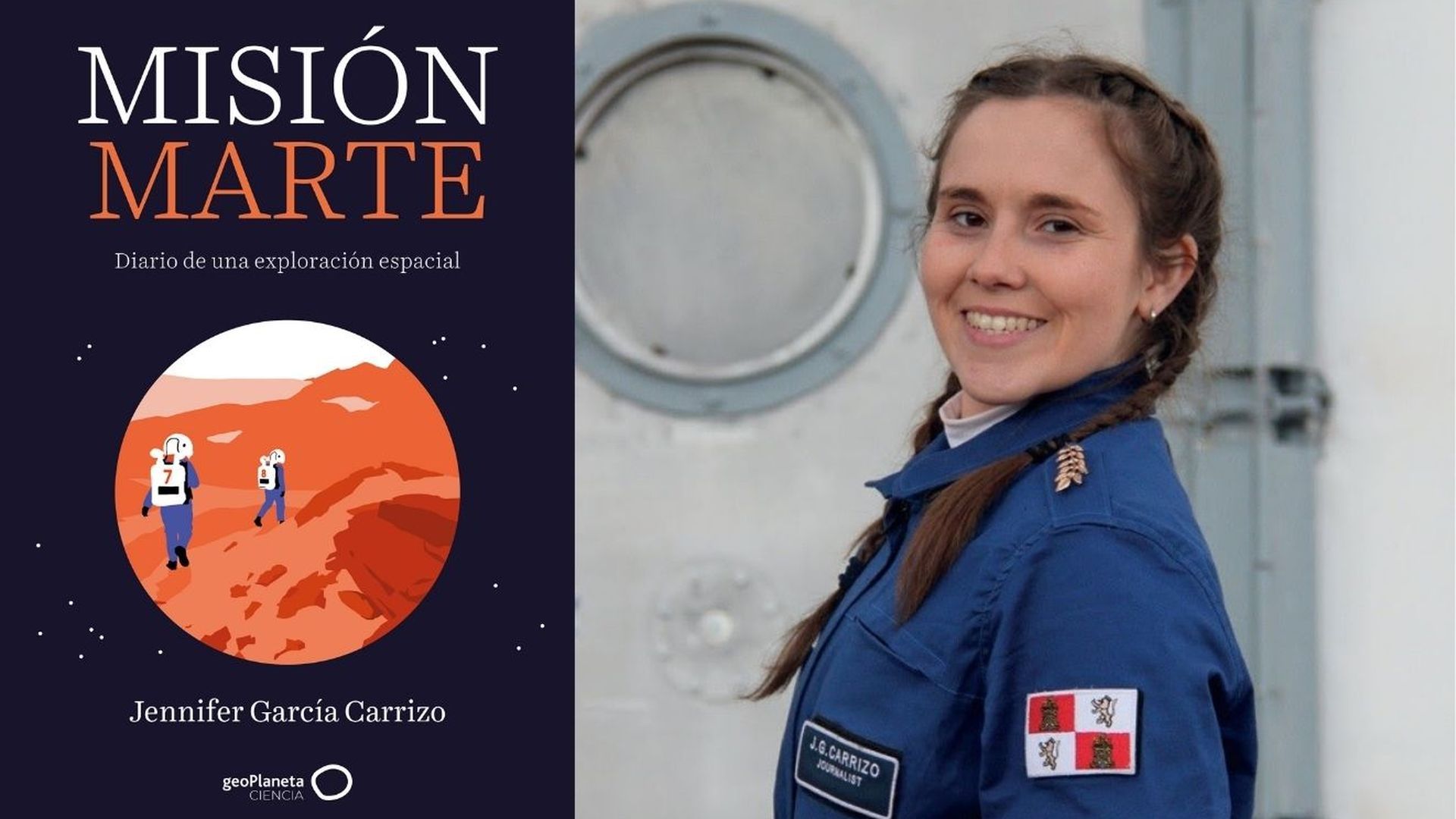 La cubierta del libro y una imagen de la investigadora