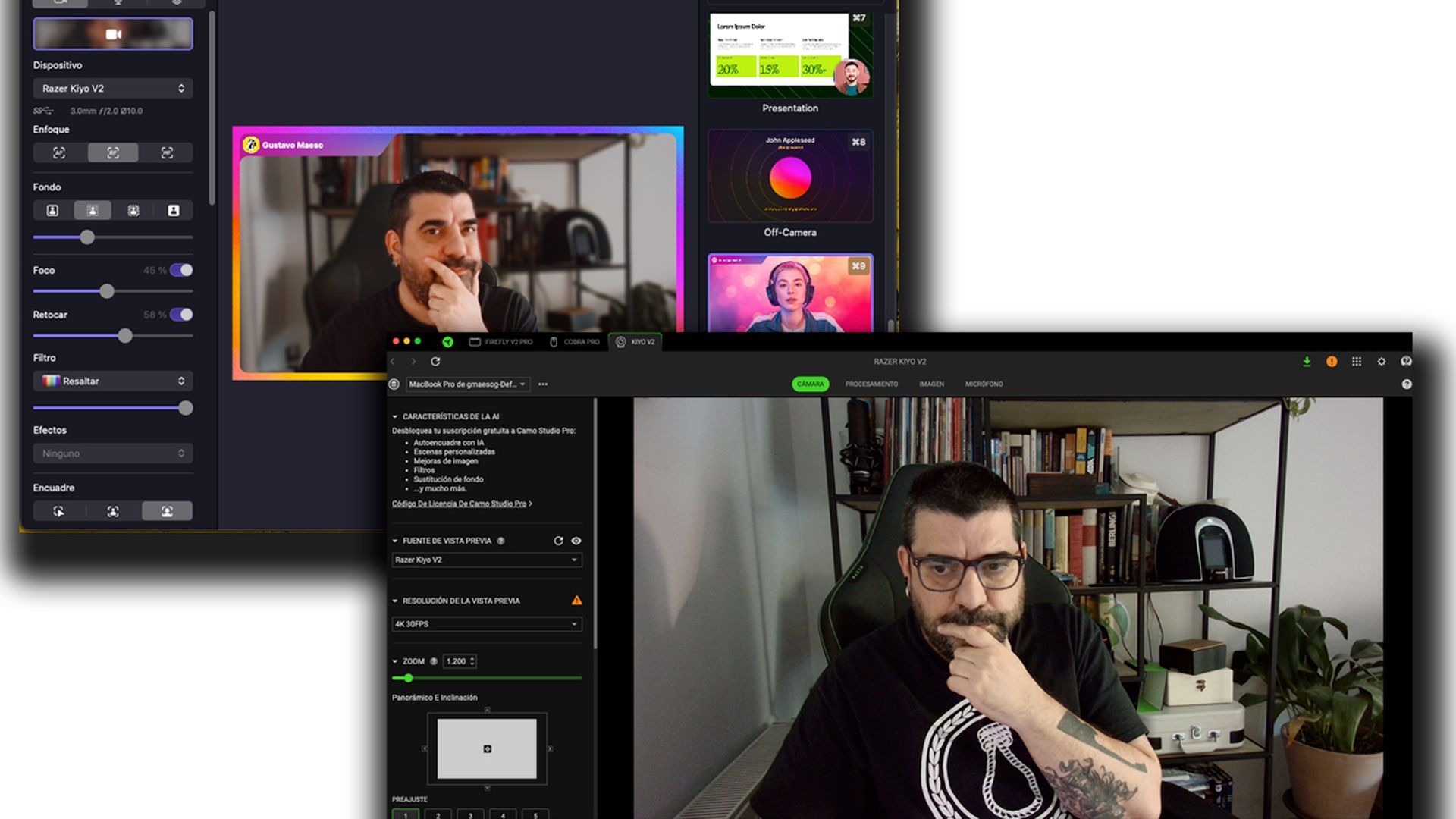 Camo Studio y Synapse para controlar la Kiyo V2