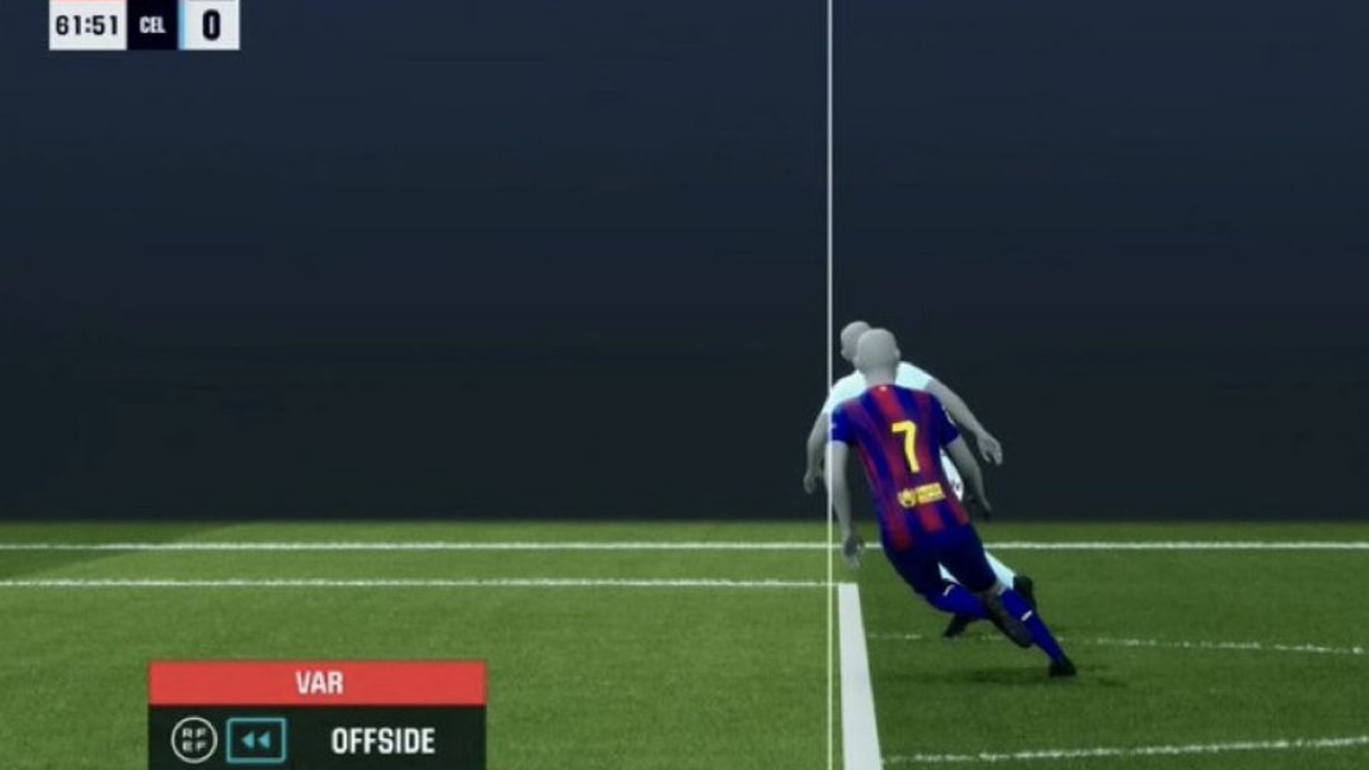 La imagen del fuera de juego de Ferran Torres ante el Celta