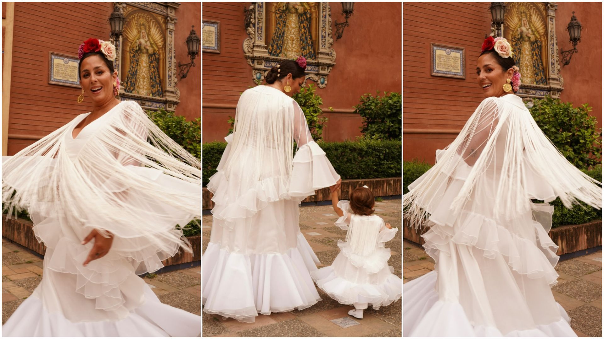 Anabel Pantoja se viste de novia junto a su hija en la Feria de Abril
