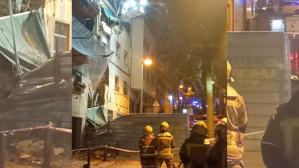 El derrumbe de un edificio causa el desalojo de varios vecinos en Badalona, Barcelona