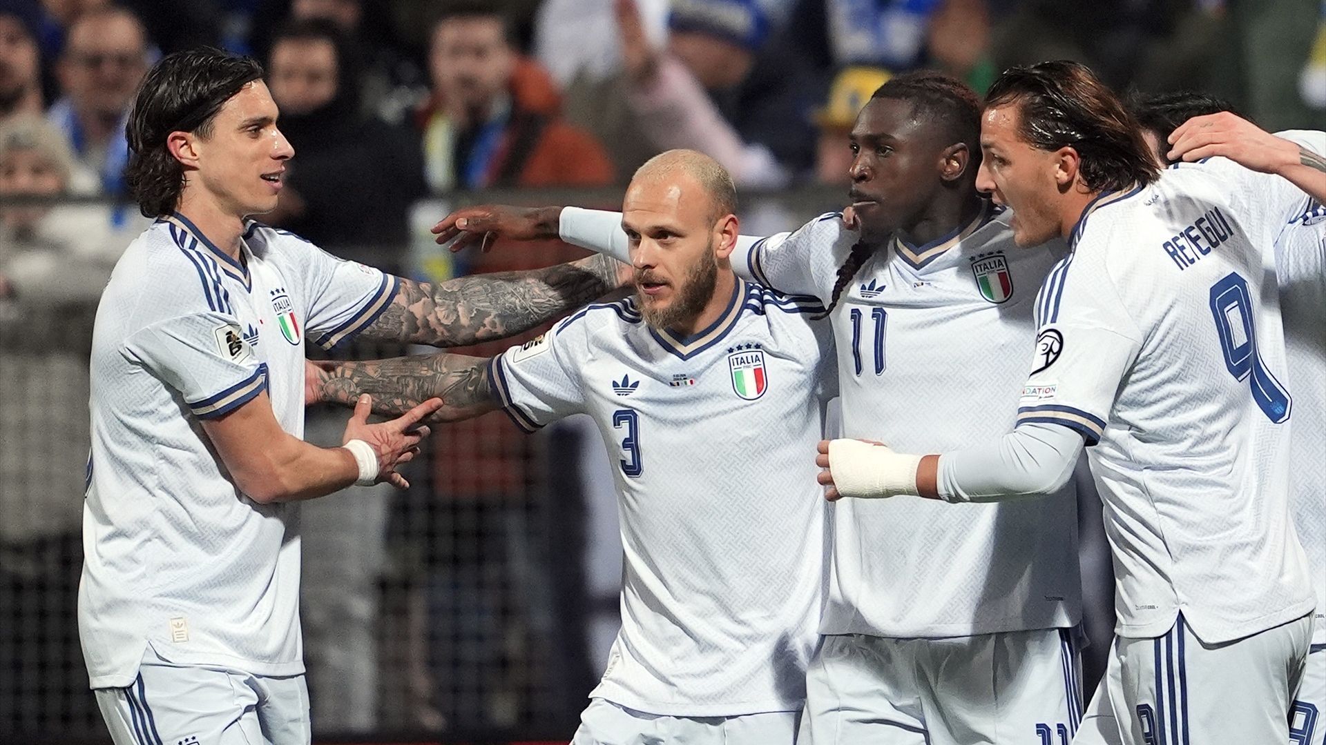 La selección italiana celebrando un gol frente a Bosnia y Herzegovina esta temporada