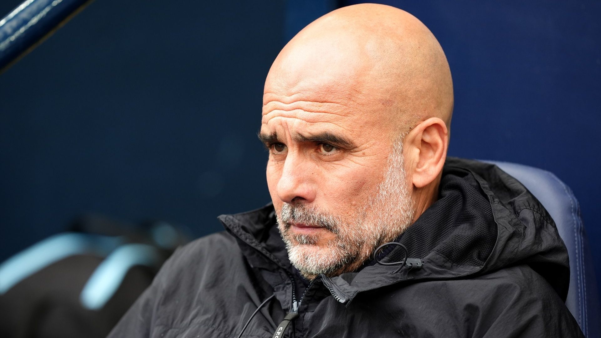 Pep Guardiola durante un partido del Manchester City esta temporada