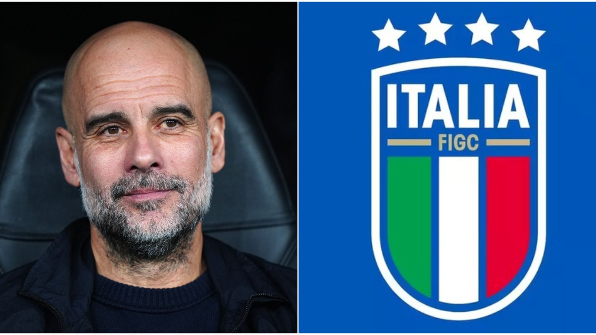 Pep Guardiola y el escudo de la selección italiana