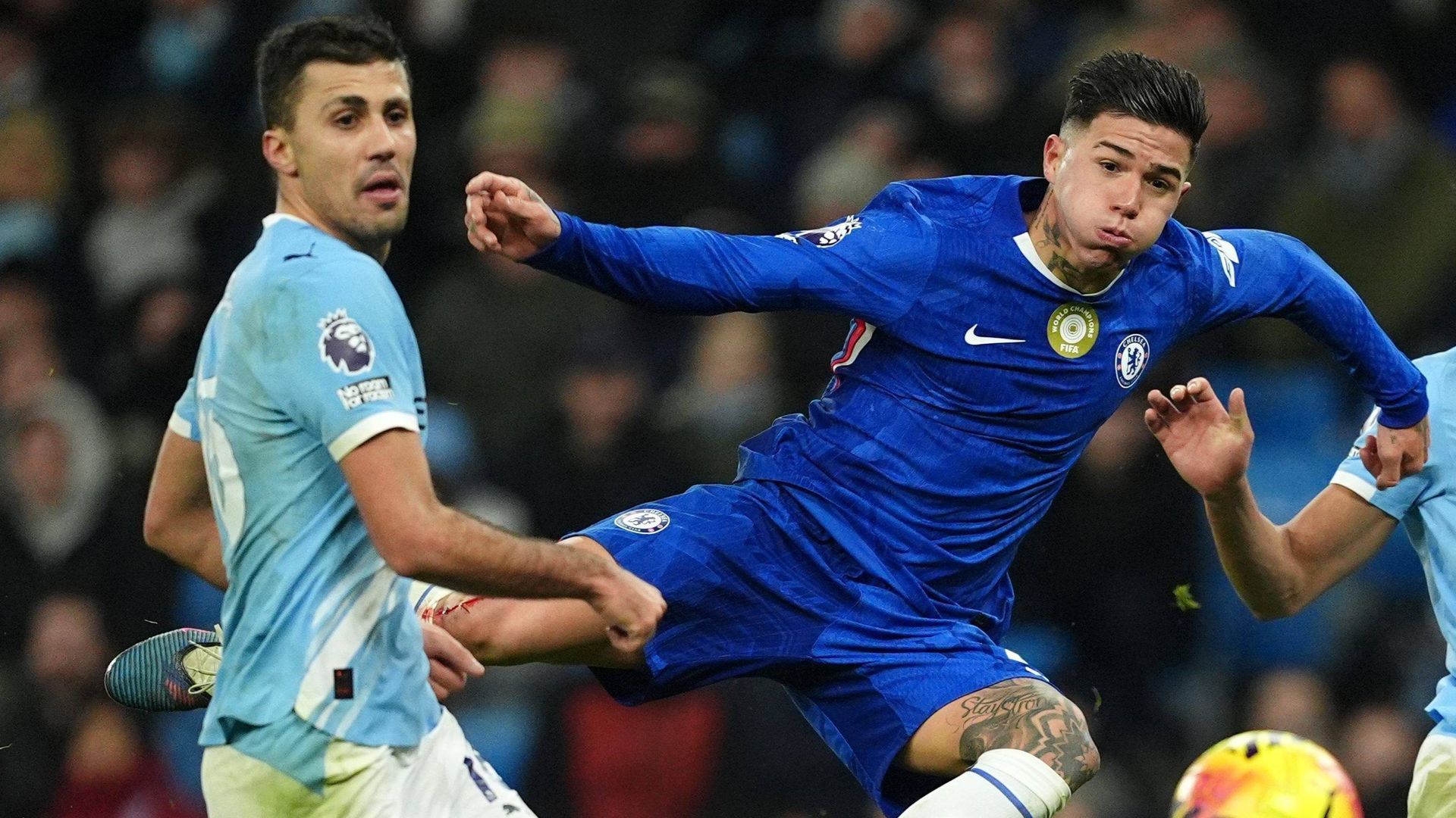 Rodri Hernández y Enzo Fernández, en el Chelsea-Man City