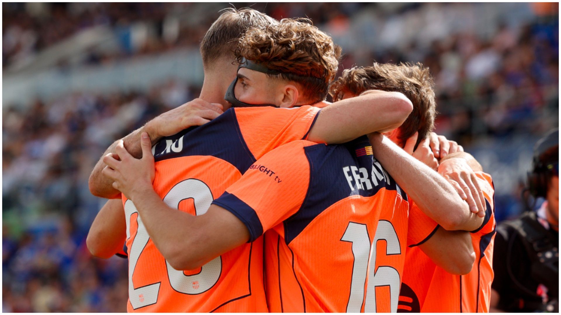 El Barça celebrando el gol de Fermín ante el Getafe