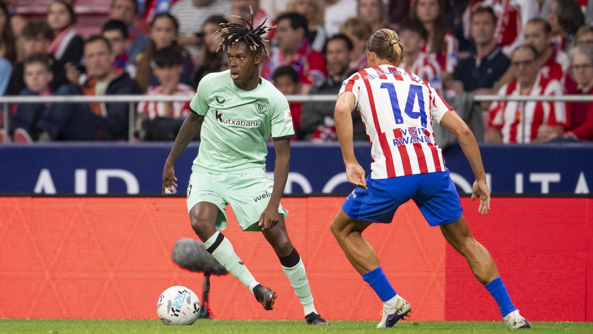 Nico Williams en acción ante el Atlético en el Metropolitano