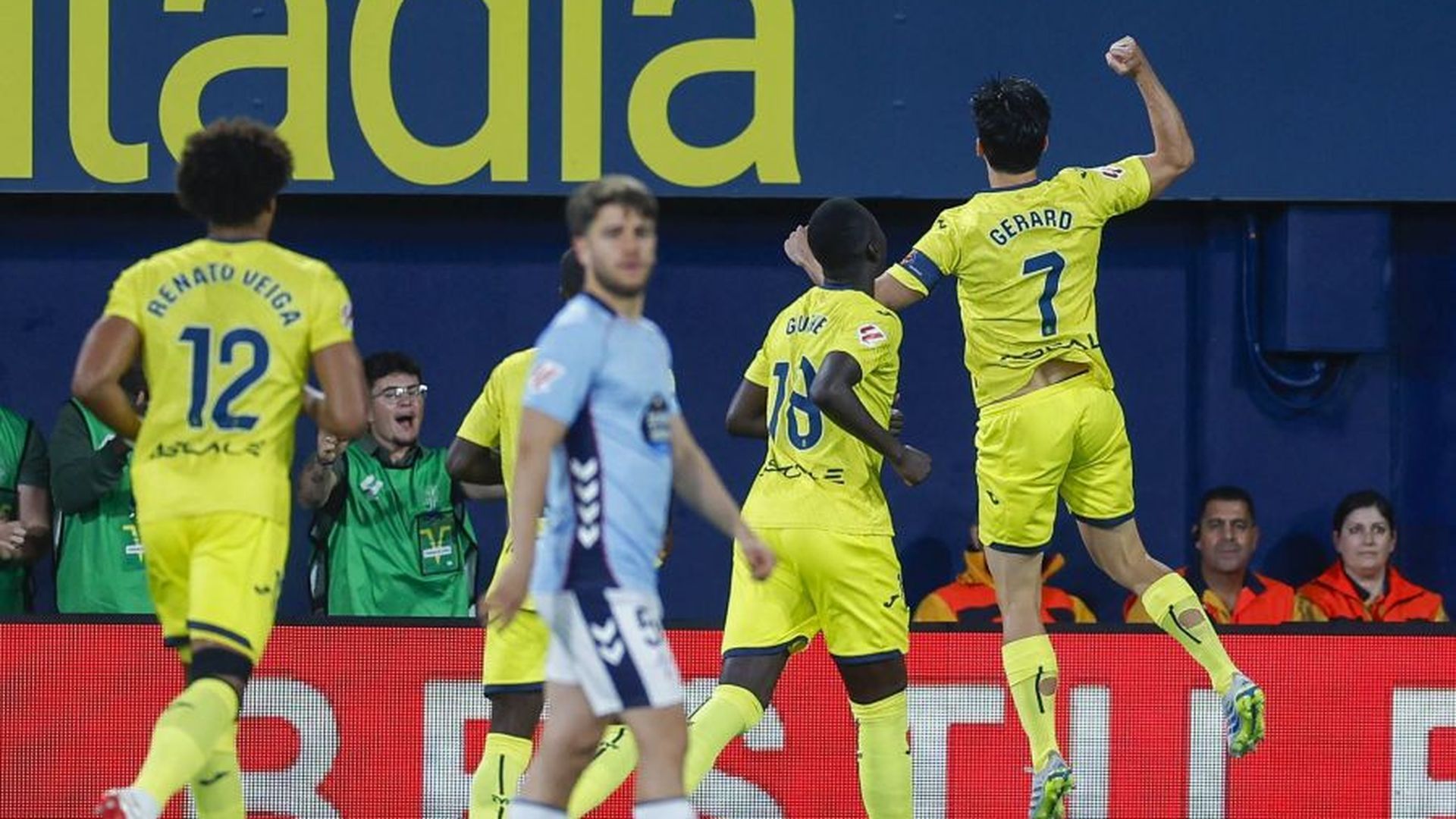 Celebración del gol de Gerard Moreno