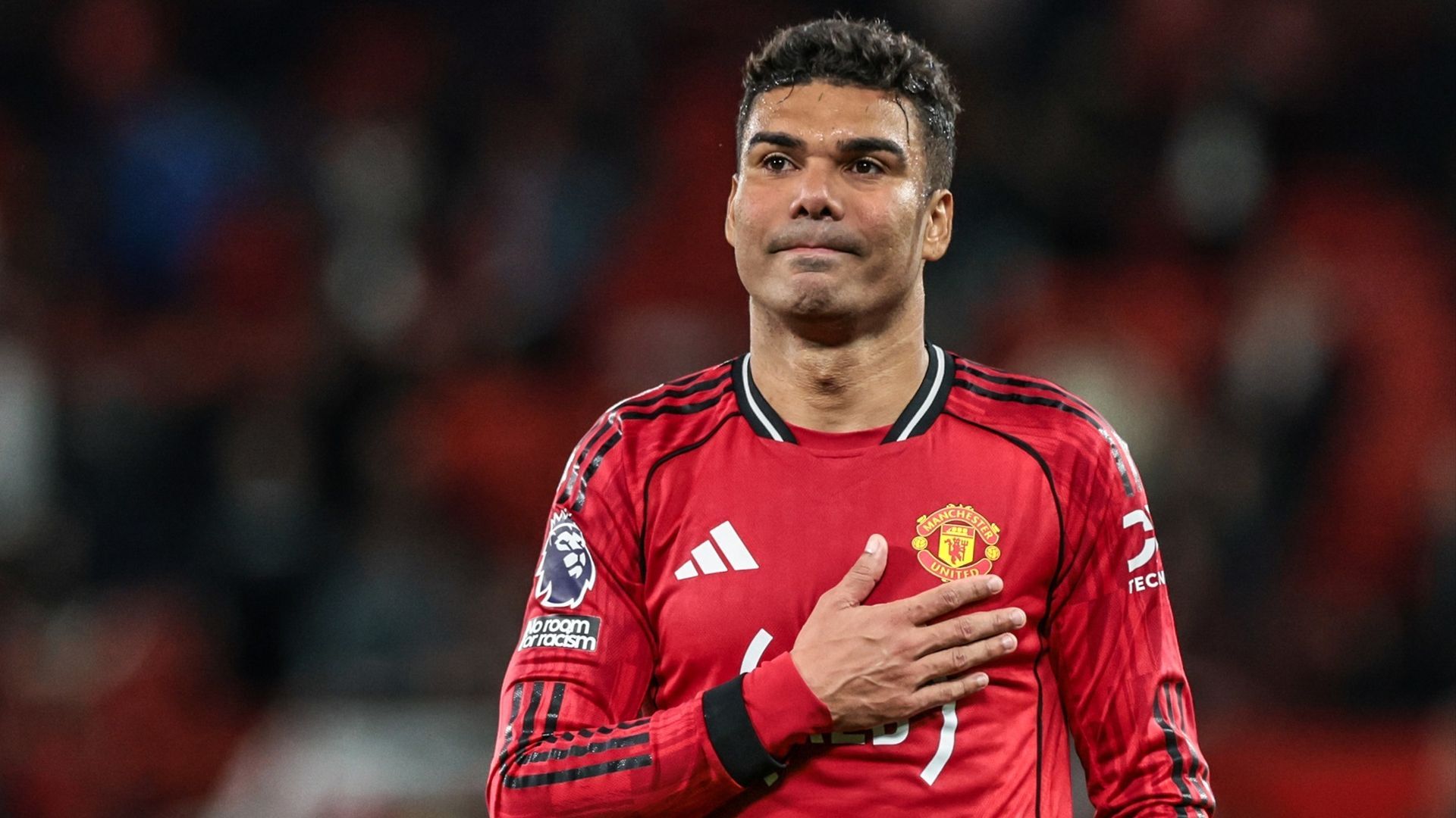 Casemiro durante el Manchester United - Brentford de esta temporada