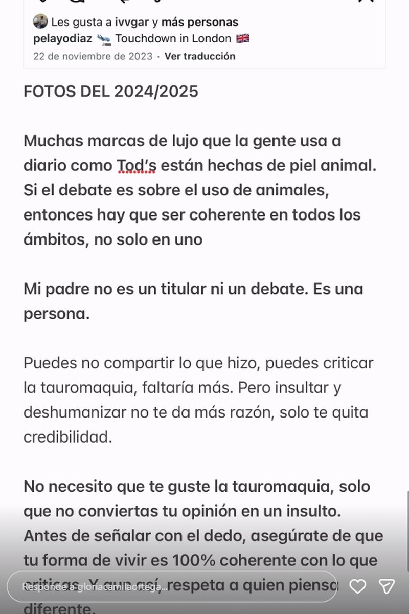 Gloria Camila defiende el appel de su padre, José Ortega Cano
