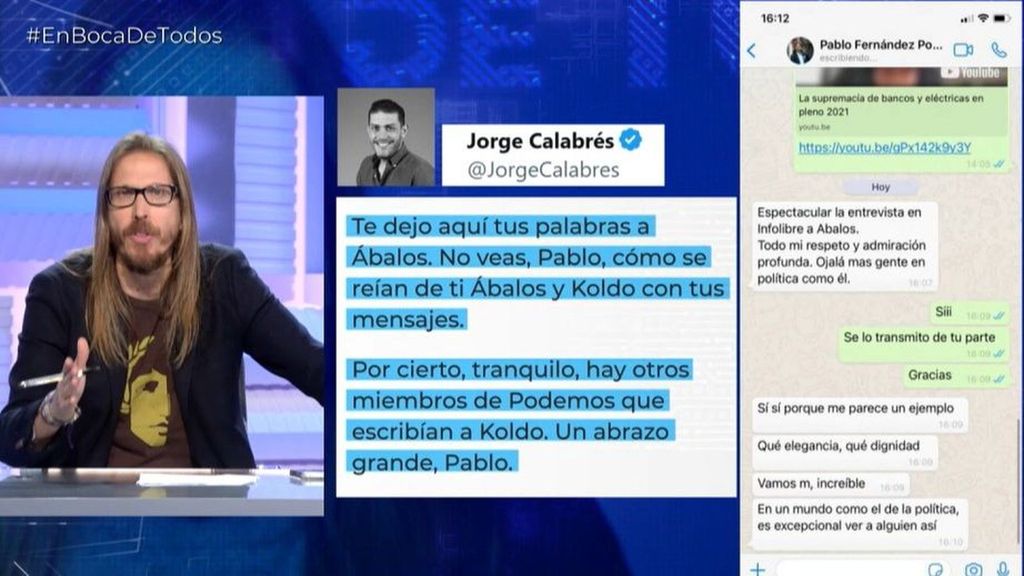 Pablo Fernández carga contra Jorge Calabrés por hacer público su mensaje sobre Ábalos: “Es un manipulador”