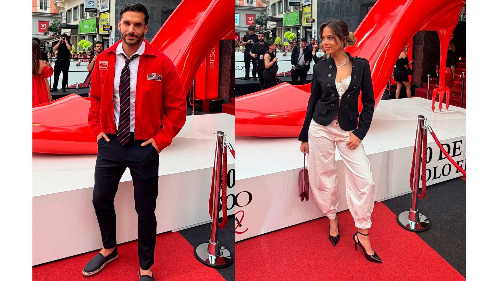 Edi Insua y Violeta Crespo en la alfombra roja de 'El diablo viste de Prada 2'