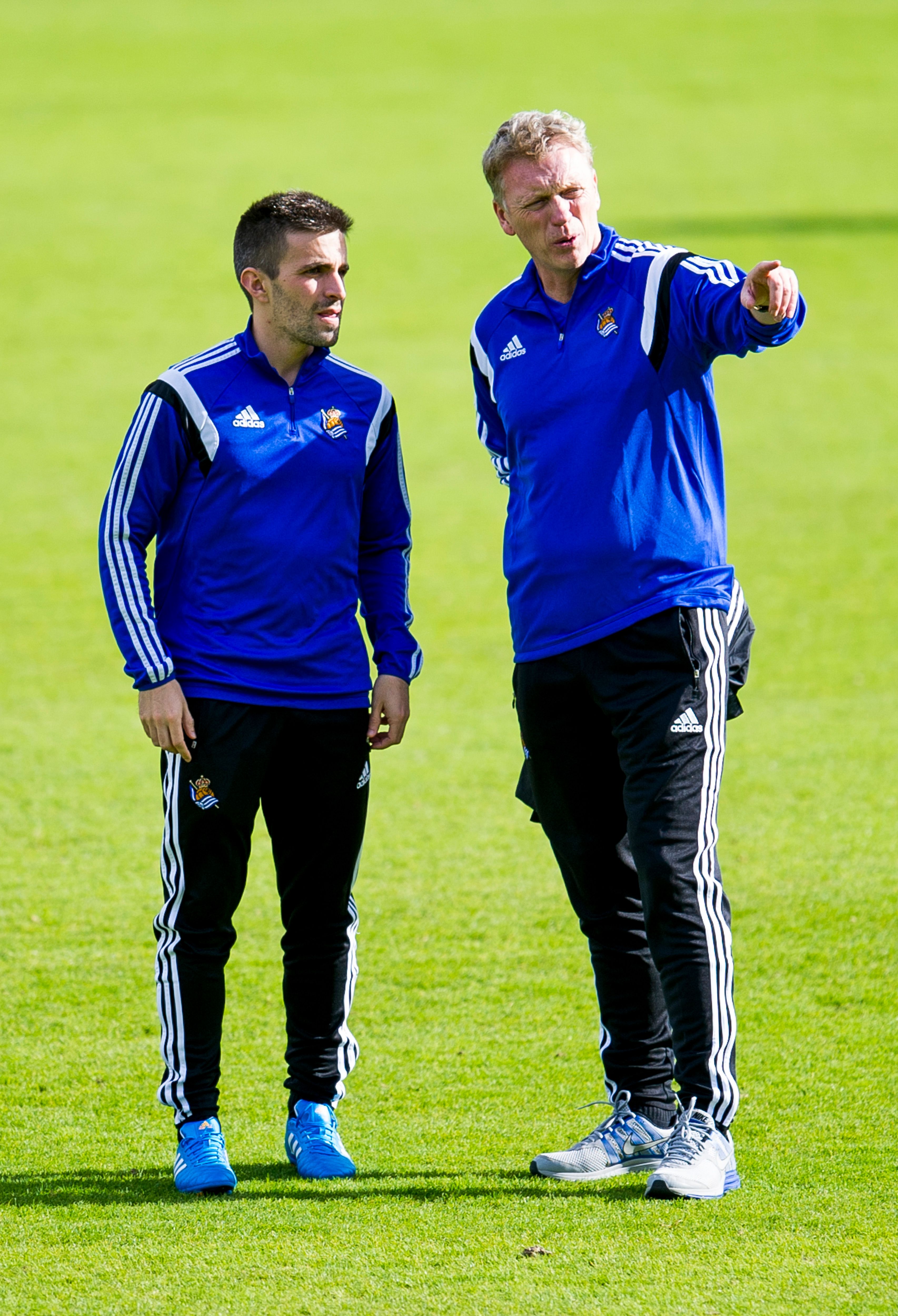 Erik, en 2014, en su antigua etapa en la Real Sociedad junto al entonces entrenador David Moyes