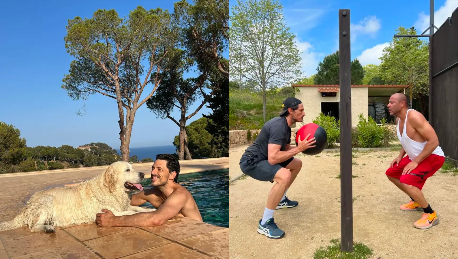 La zona de entrenamiento de la casa de Andrés Velencoso en la Costa Brava