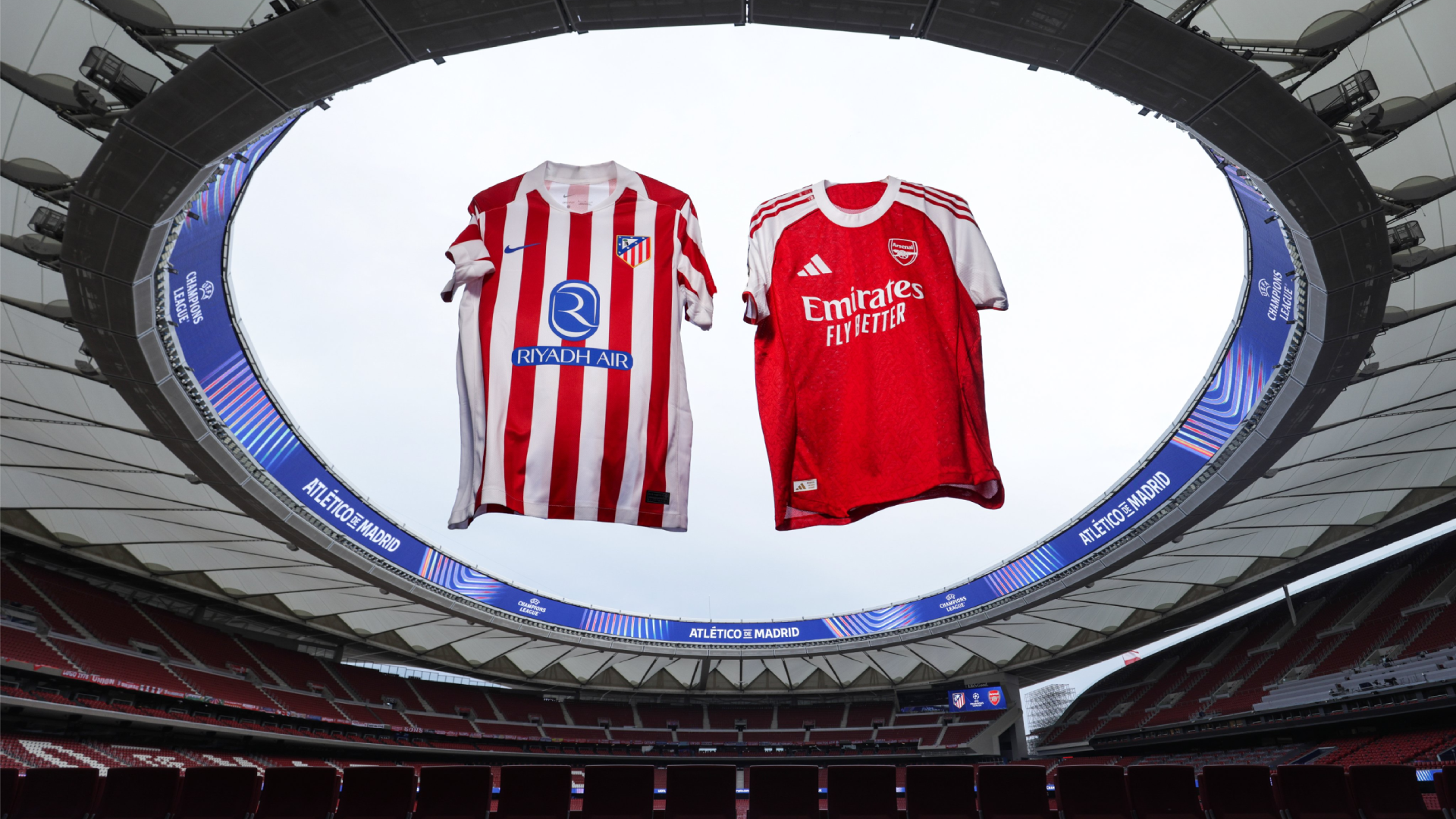 Las camisetas de Atlético de Madrid y Arsenal, en el Metropolitano
