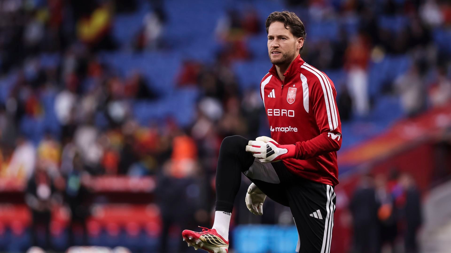 Álex Remiro, en un partido con España