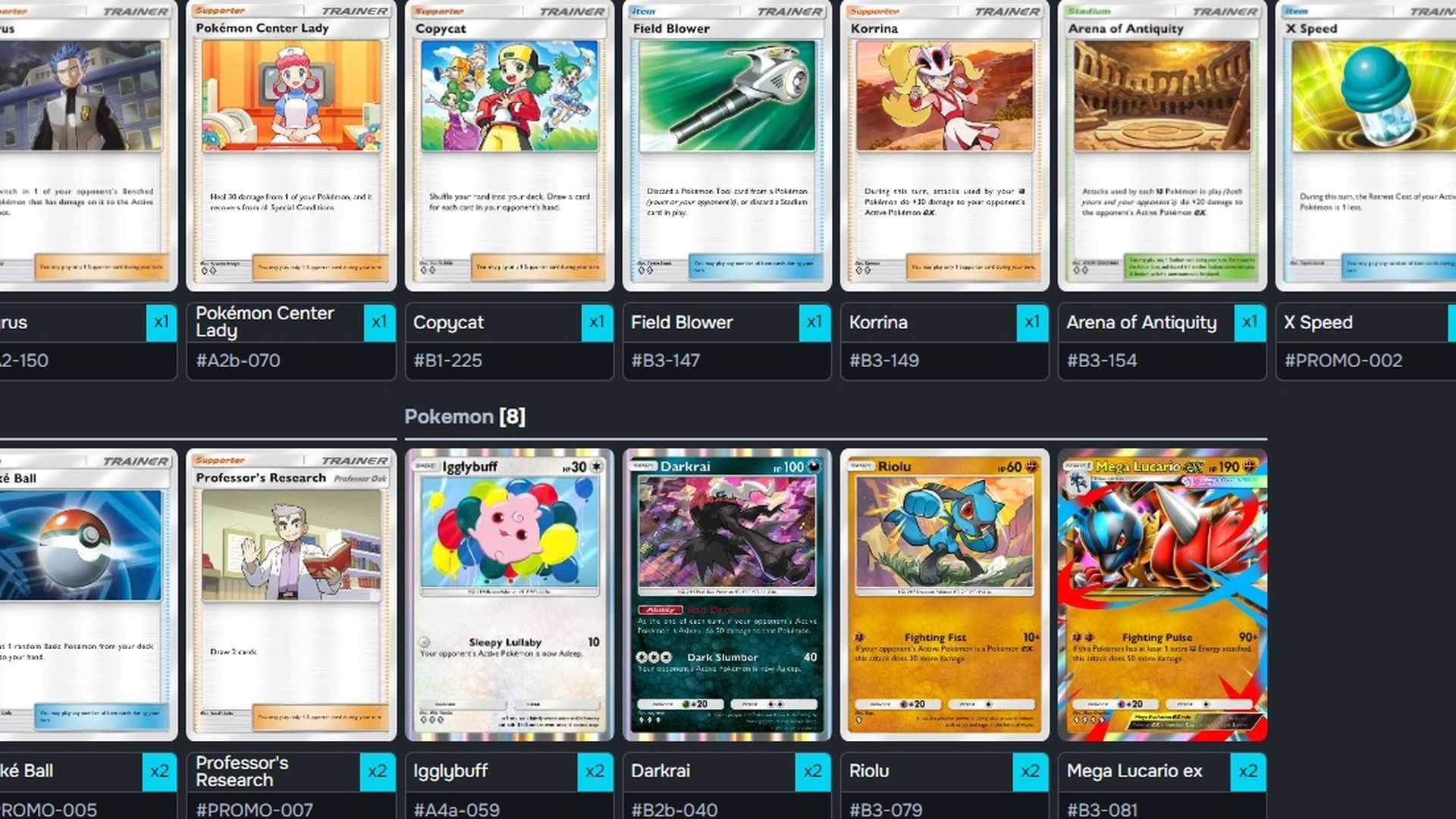 El mazo de Mega Lucario EX en Pokemon Pocket