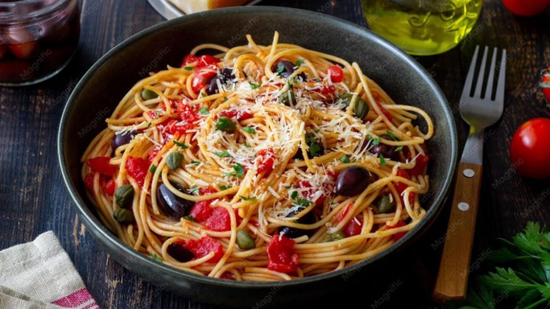 Espaguettis alla puttanesca Espaguettis alla puttanesca