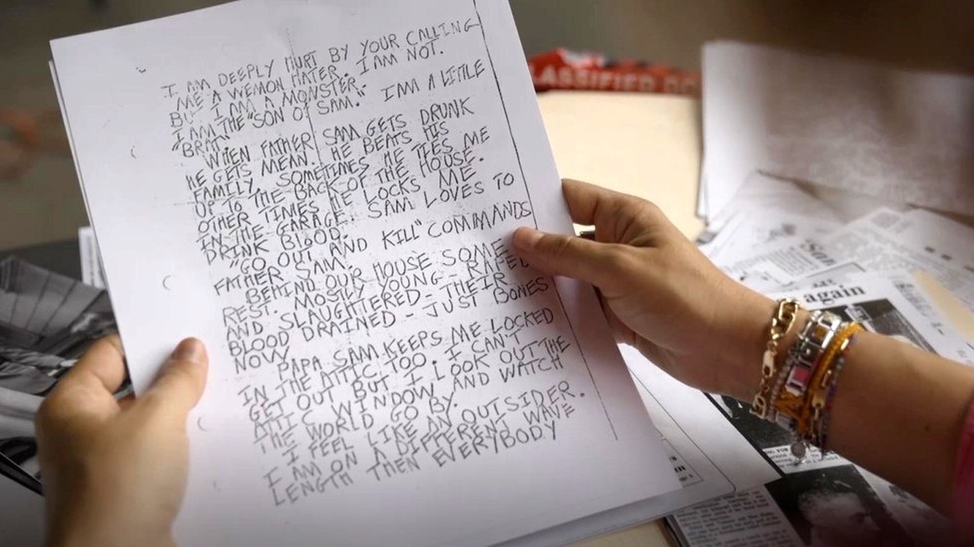 La espeluznante carta que dejó el hijo de Sam tras cometer uno de sus asesinatos