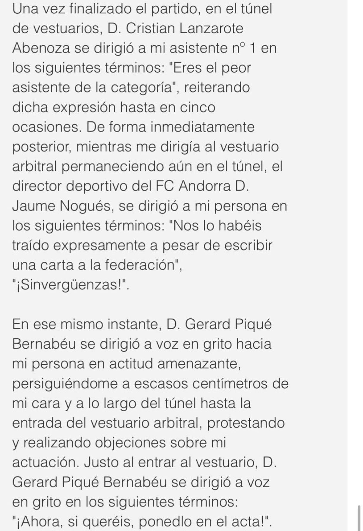 El acta del partido entre el Andorra - Albacete
