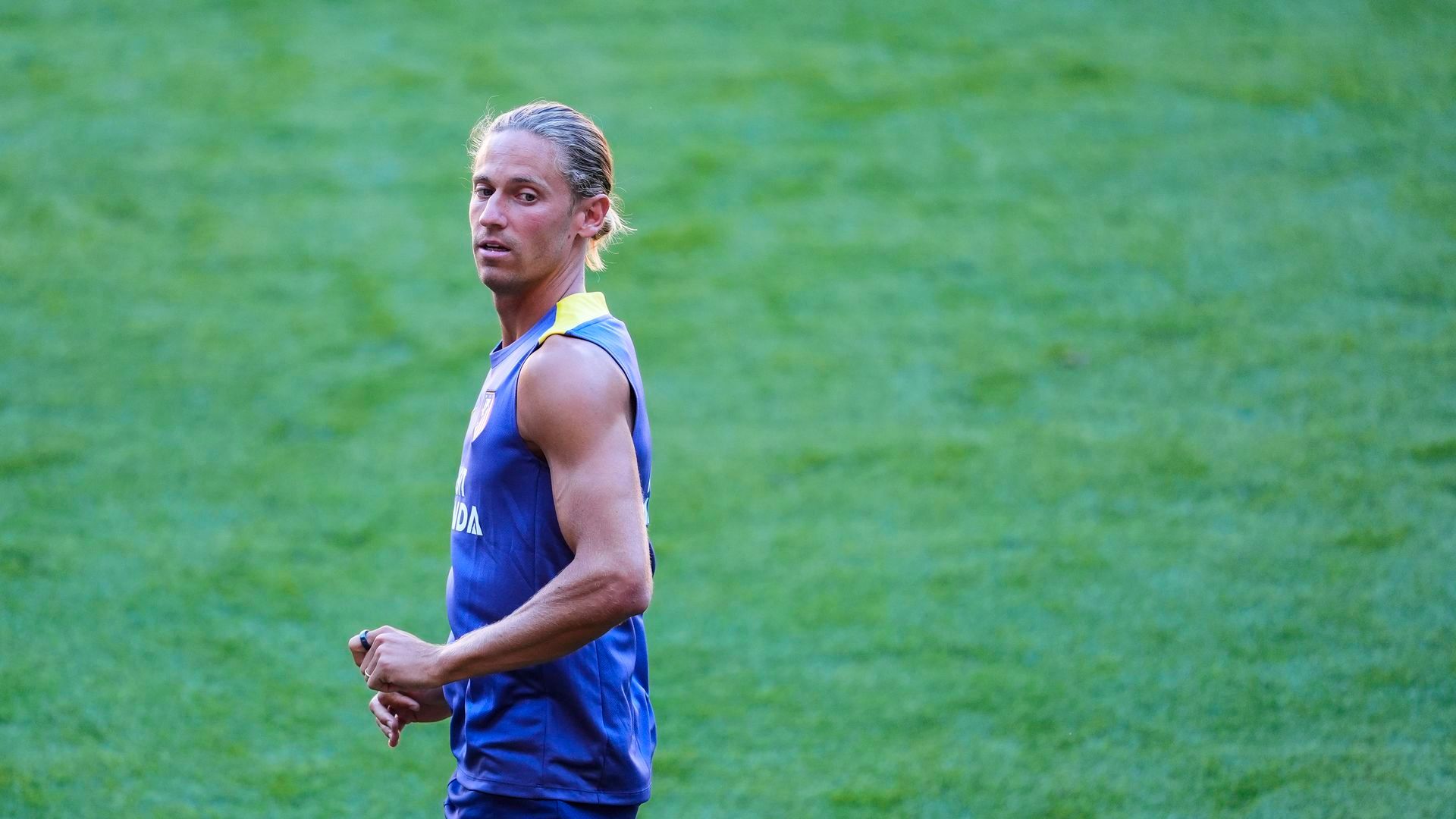 Marcos Llorente, en un entrenamiento con el Atleti