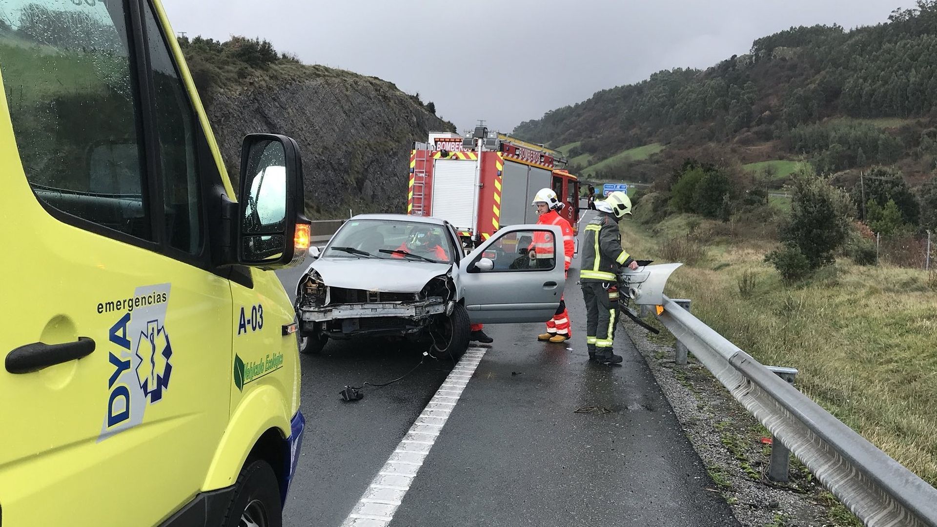 Accidente por lluvia con granizo en Cantabria