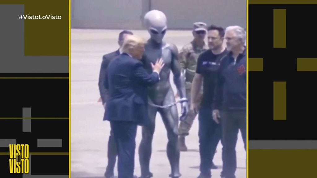 Lo que esconde la imagen viral de Donald Trump junto a un alienígena en el área 51: "Es bastante curioso"