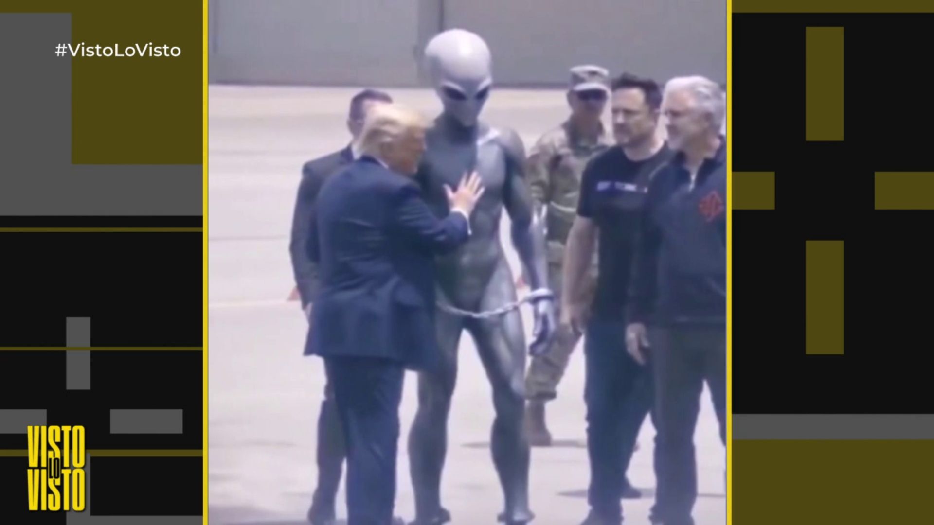 Lo que esconde la imagen viral de Donald Trump junto a un alienígena en el área 51: 