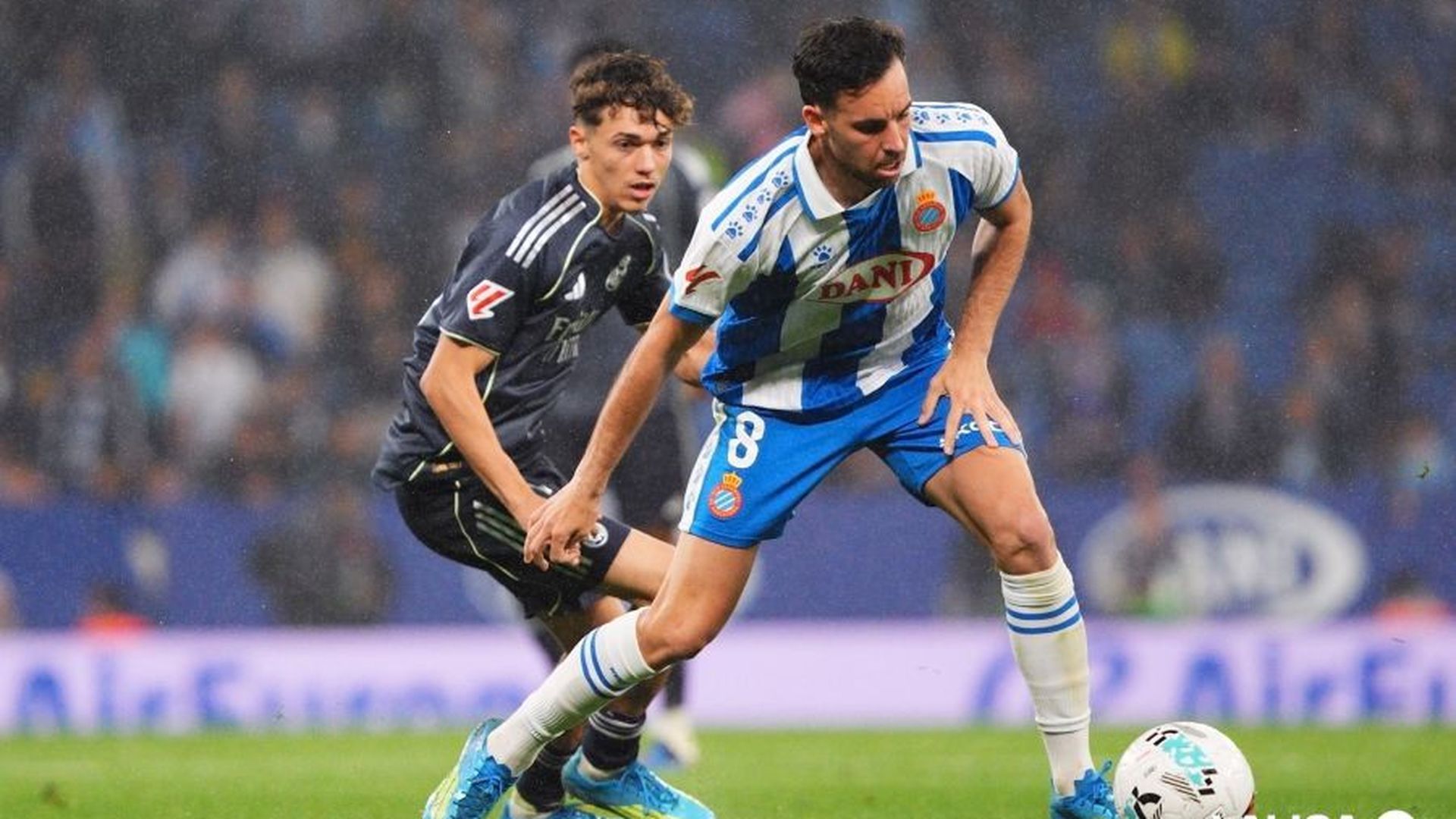 Thiago Pitarch y Edu Expósito, en el Espanyol - Real Madrid
