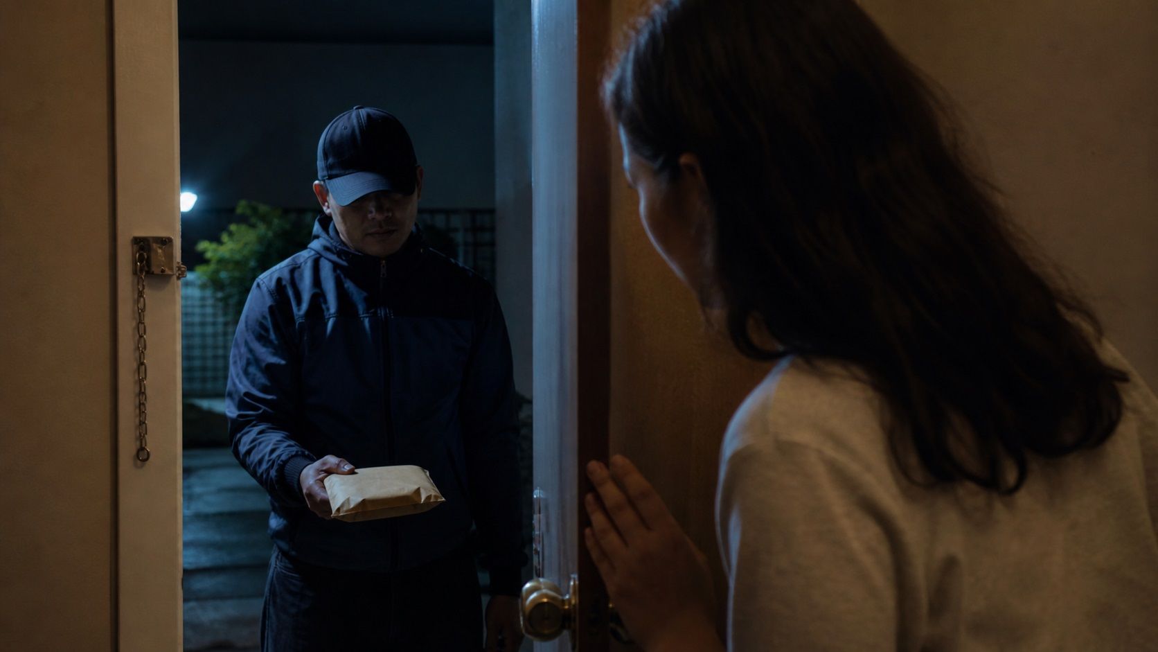Recibiendo un paquete durante la madrugada
