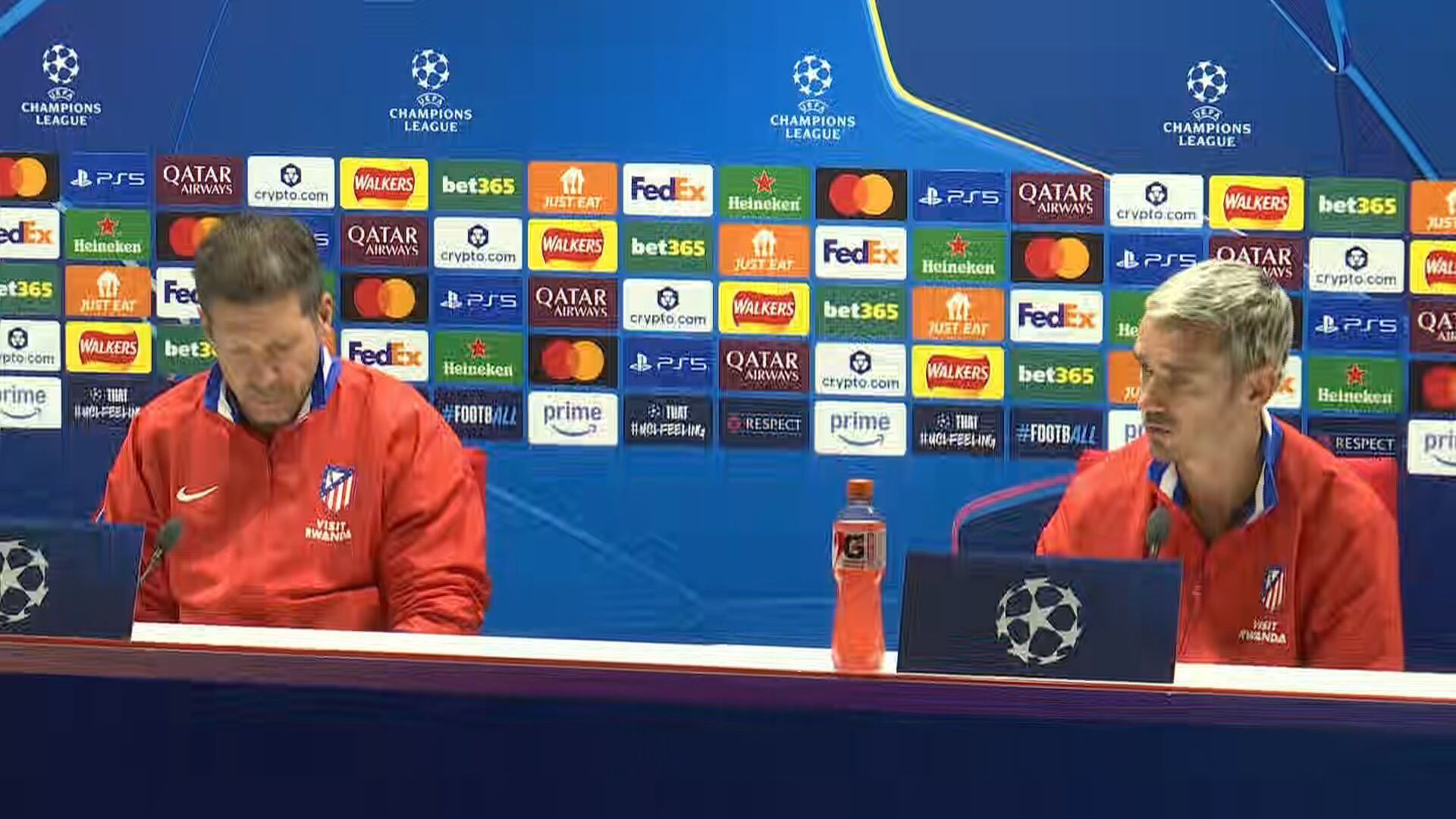 Simeone y Griezmann, en sala de prensa