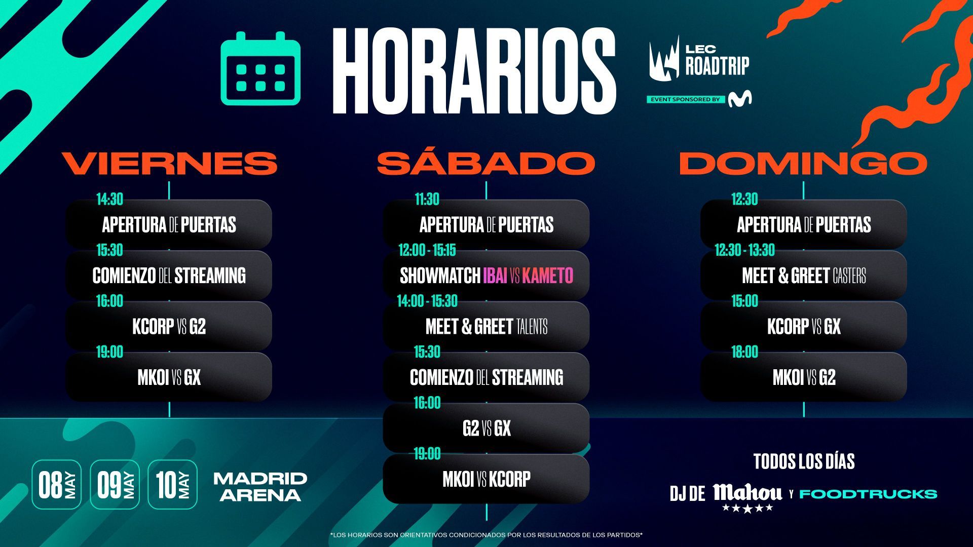 Todos los horarios del LEC Roadtrip de la LEC 2026 en Madrid