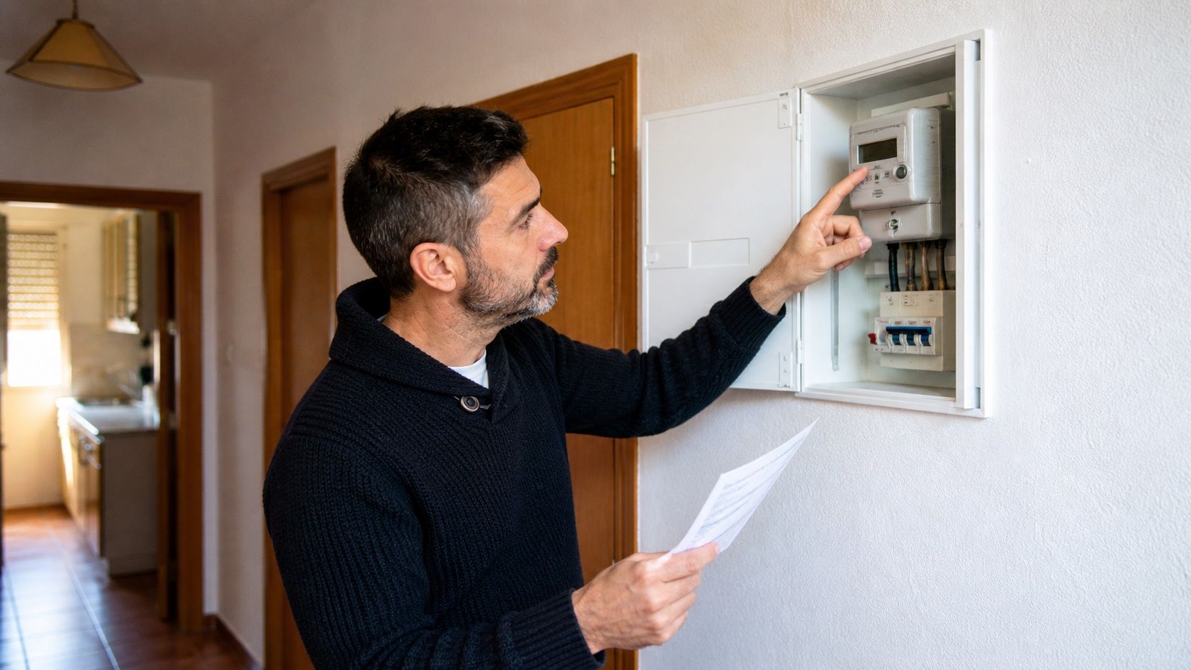 Comprobando la lectura del contador de la luz