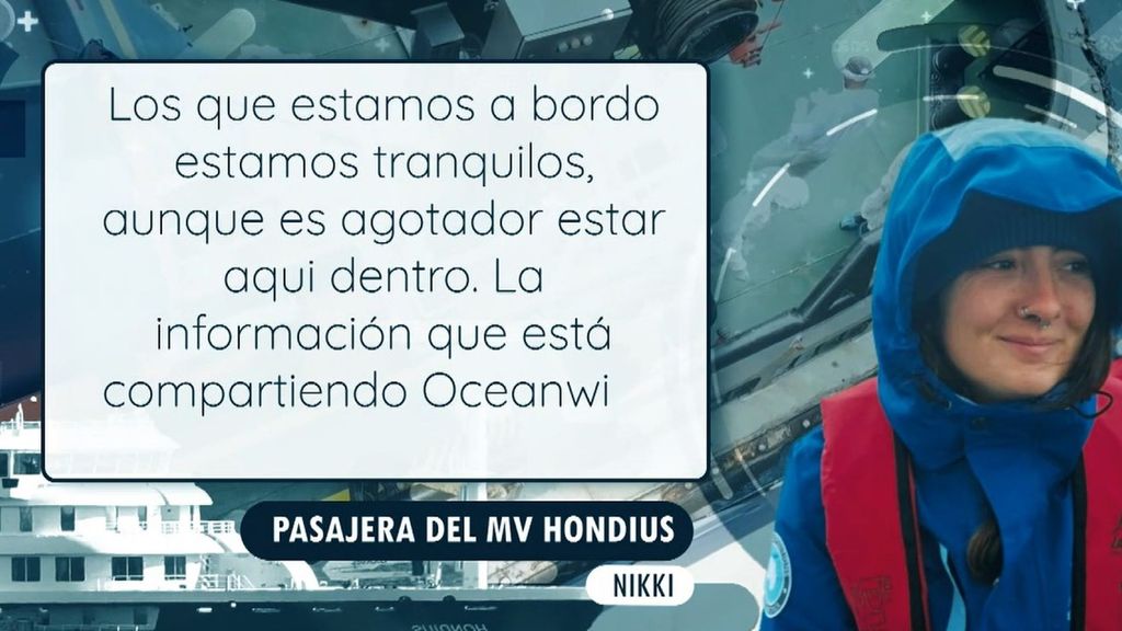 Una pasajera del crucero infectado por hantavirus: “Estamos tranquilos, pero es agotador estar aquí dentro”