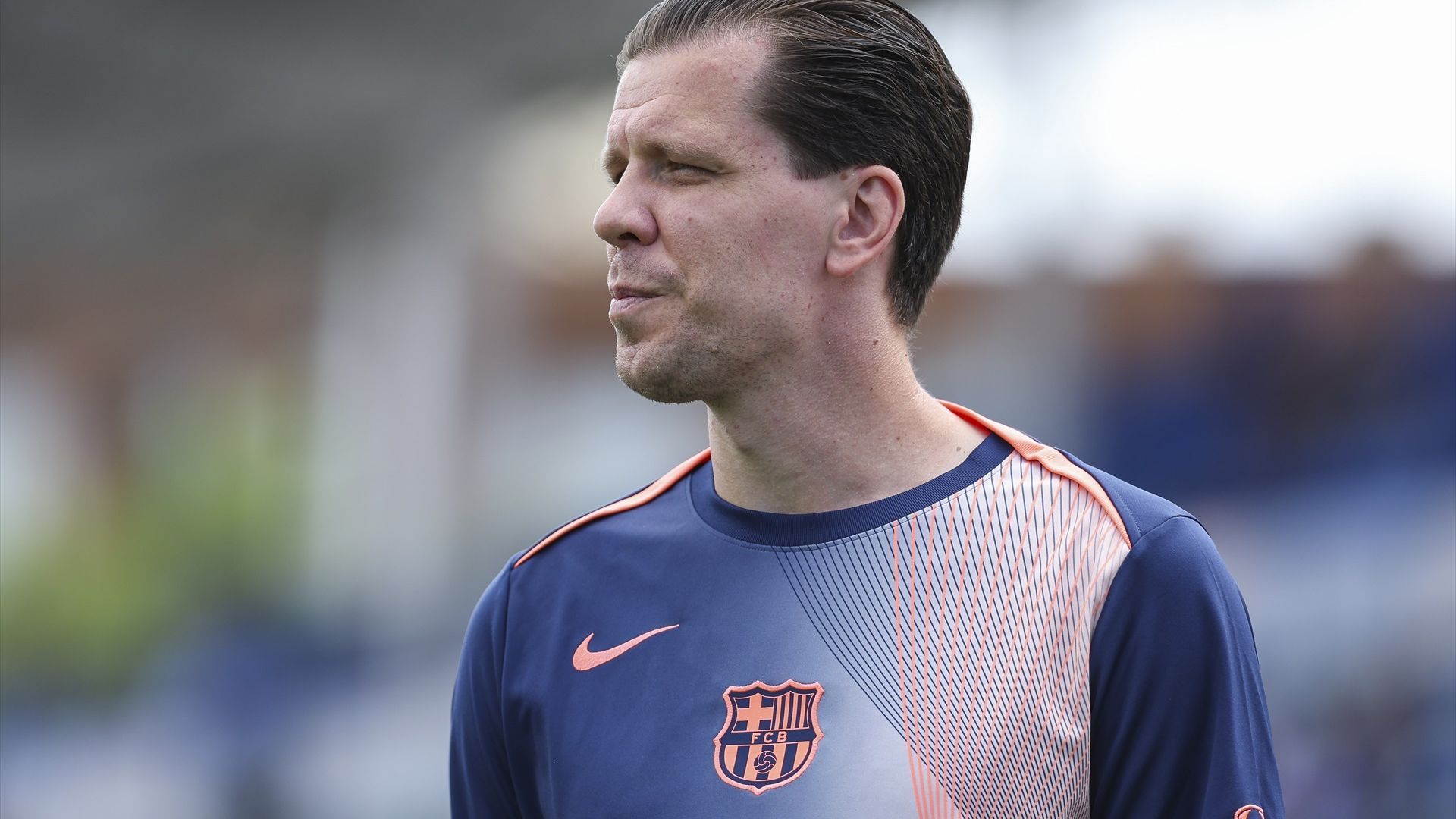 Szczesny, en un calentamiento del Barça