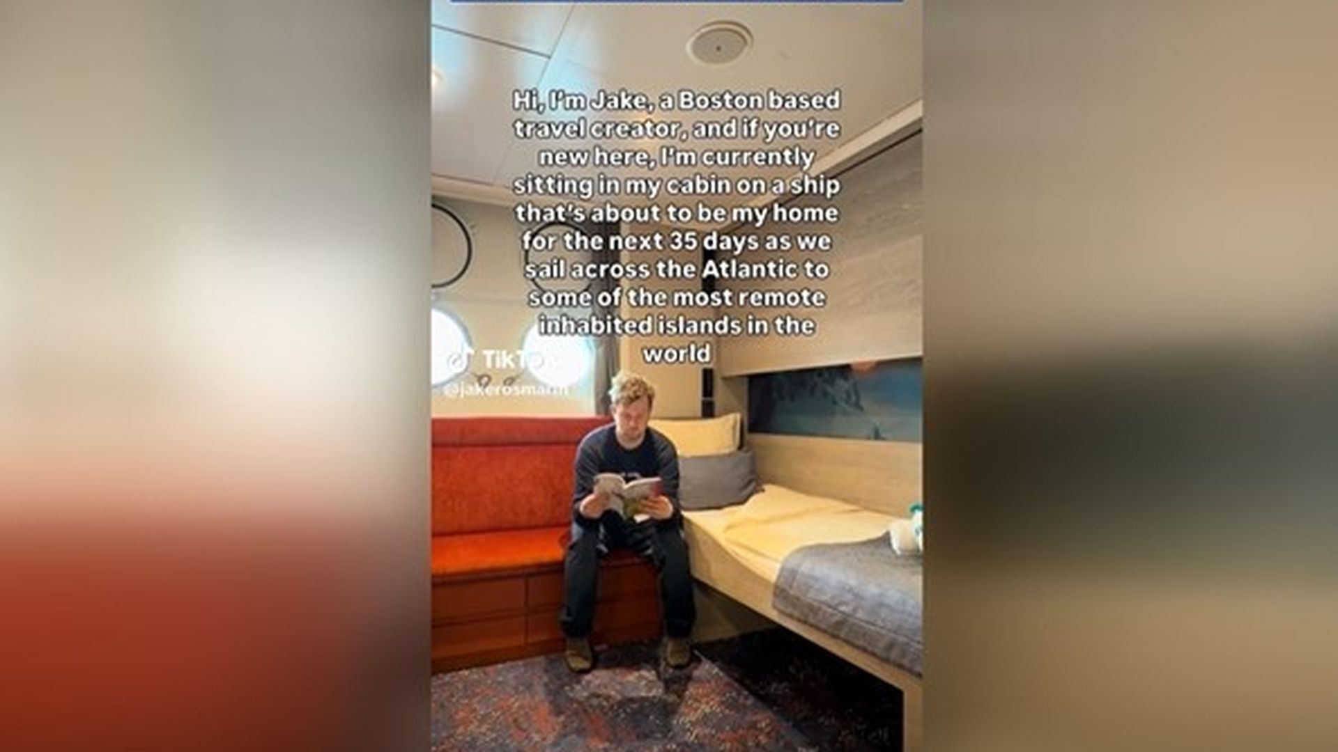 Jake, un influencer británico confinado en el crucero afectado por hantavirus