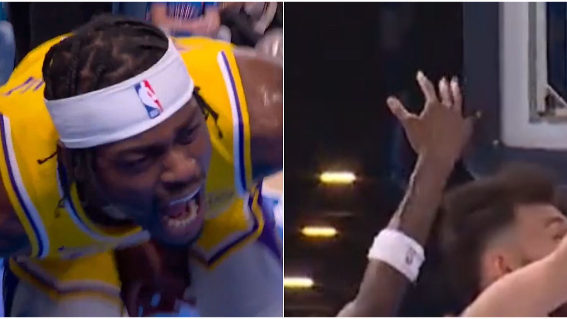 Jared Vanderbilt durante la ación de la lesión en su dedo en el partido frente a los Oklahoma City Thunder