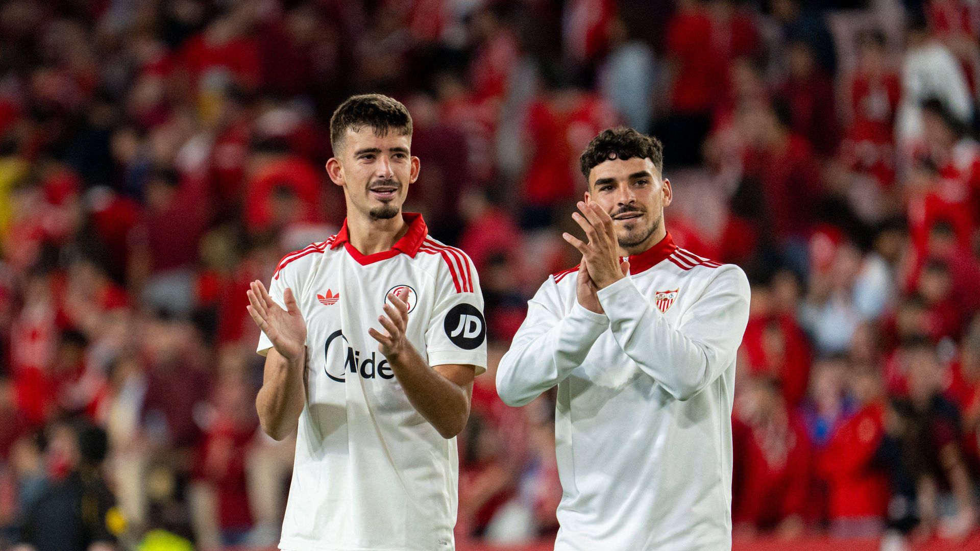 Kike Salas e Isaac Romero, tras el triunfo ante la Real Sociedad