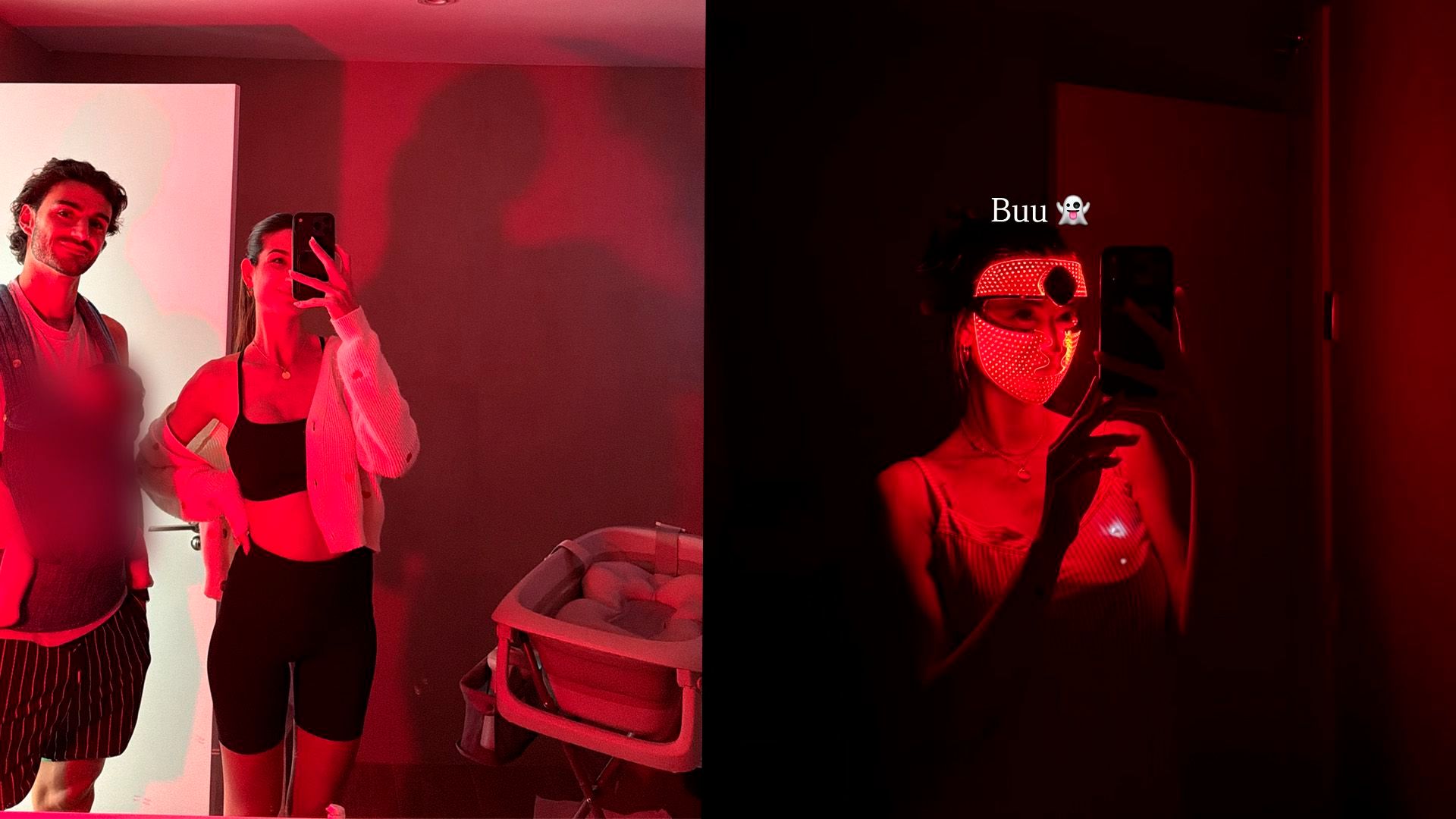 Estela Grande utiliza la luz roja tanto con sus bebés como en ella misma