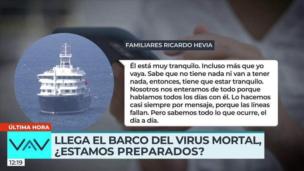 Familiar de Ricardo, pasajero del barco infectado por hantavirus: "Está tranquilo, pero la información va muy lenta"