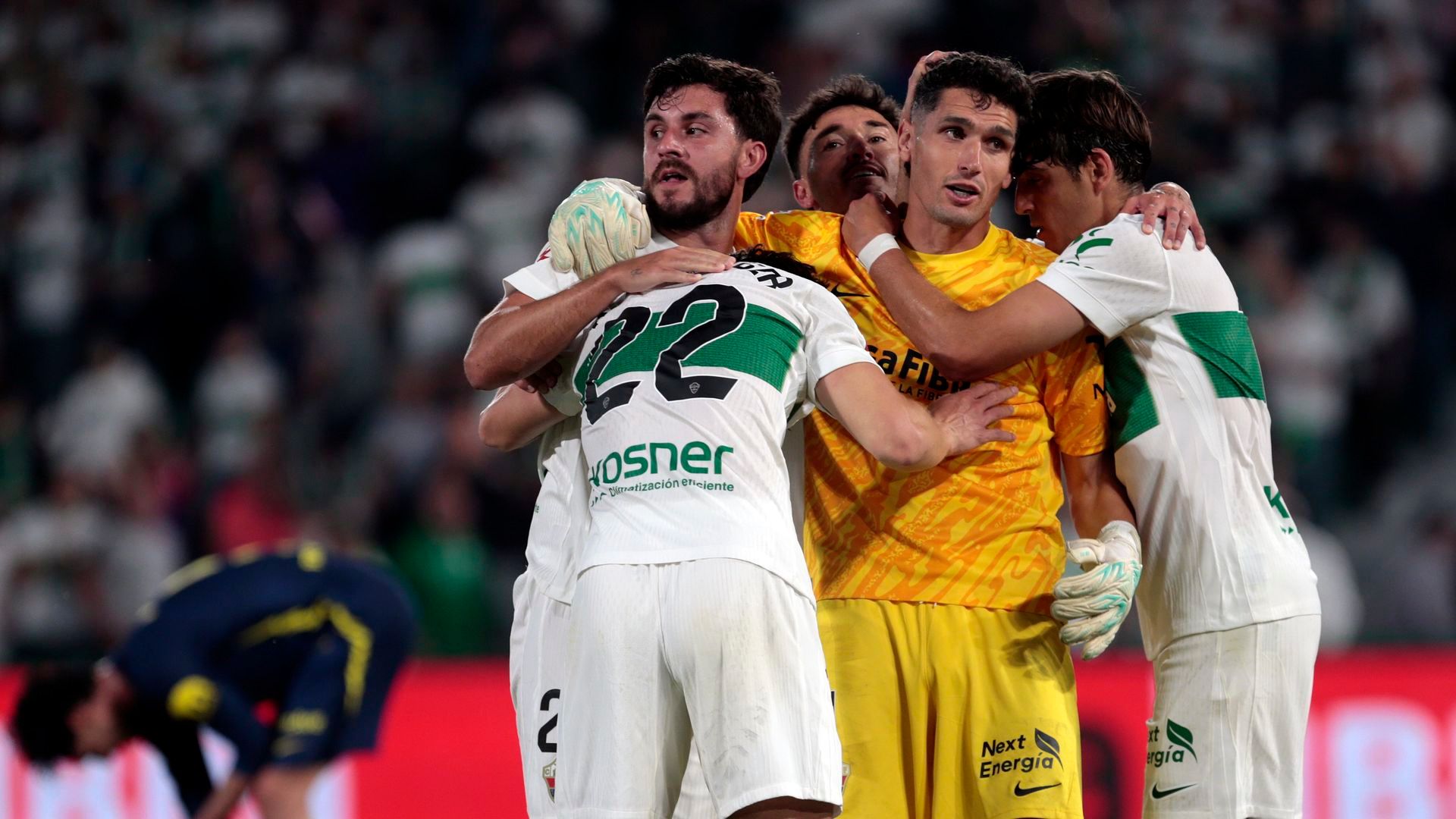 Los jugadores del Elche celebran un gol esta temporada.