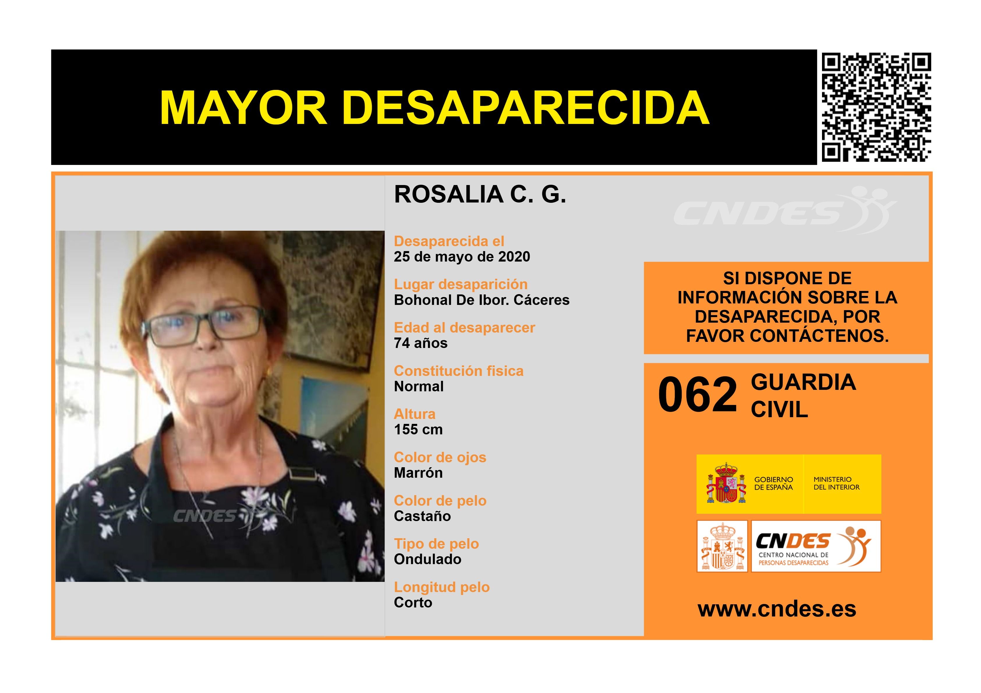 Cartel del CNDES por la desaparición de Rosalía Cáceres