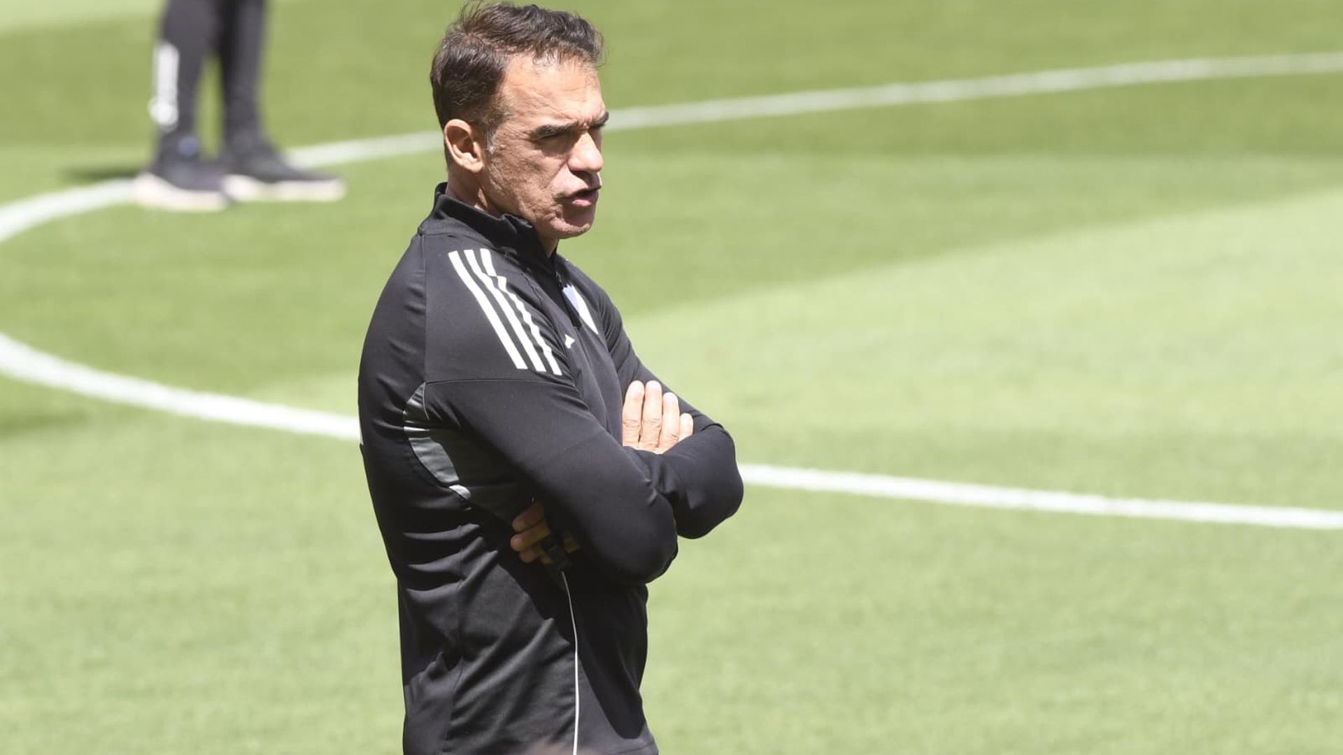 Luis García Plaza, en el entrenamiento previo al Sevilla-Espanyol