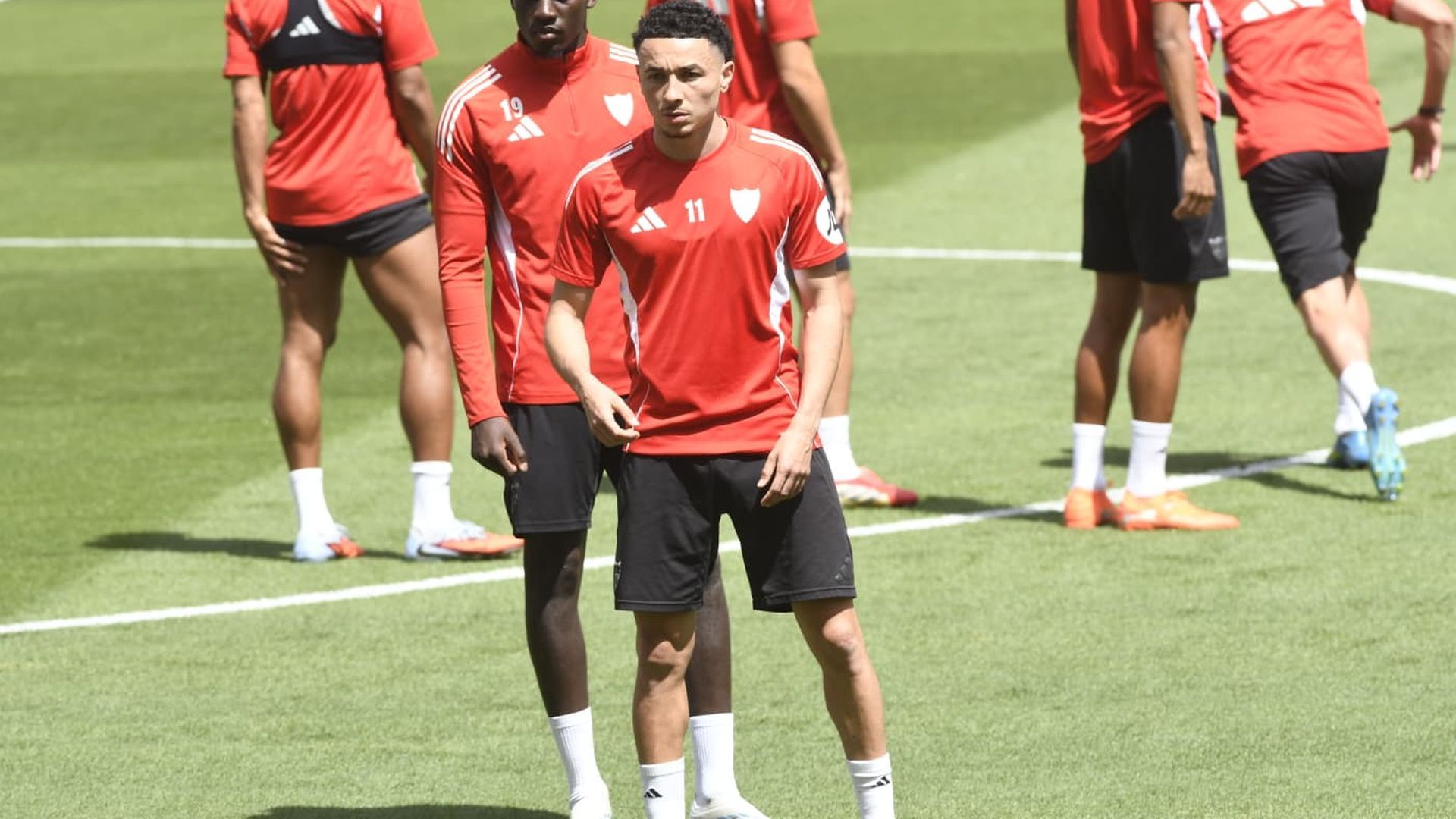 Rubén Vargas, en el entrenamiento previo al Sevilla-Espanyol