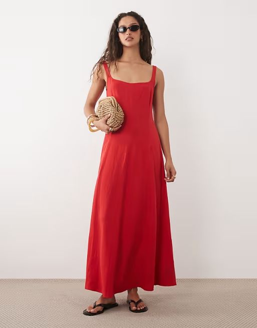 Vestido largo rojo, de Asos