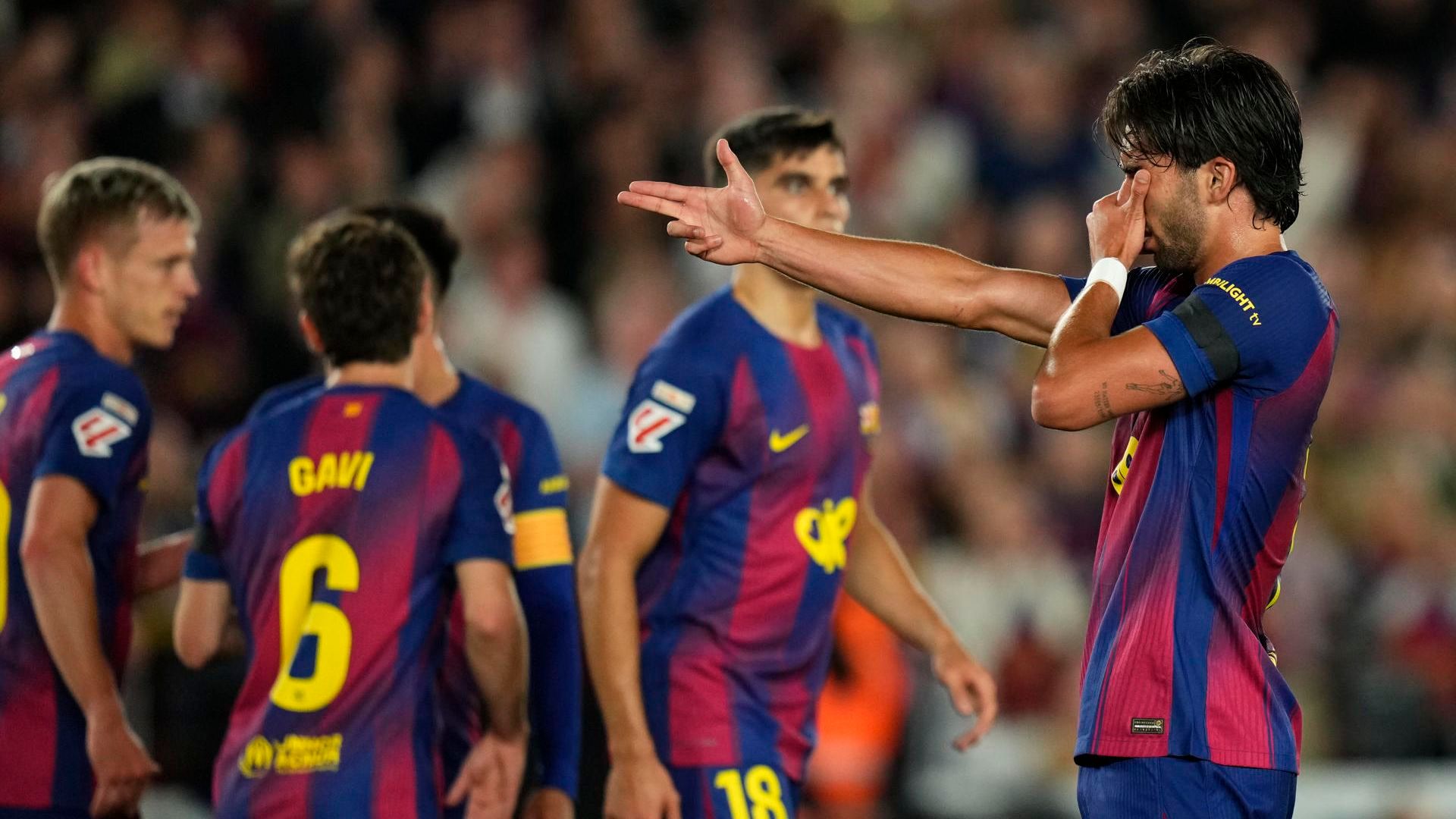 Ferran Torres celebrando su gol en el Clásico