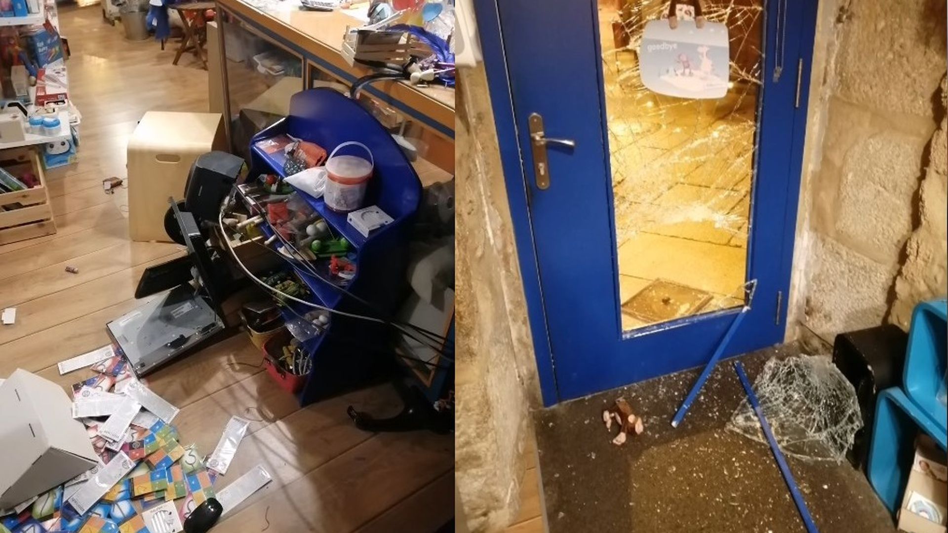 Destrozos en la juguetería tras el robo Destrozos en la juguetería tras el robo