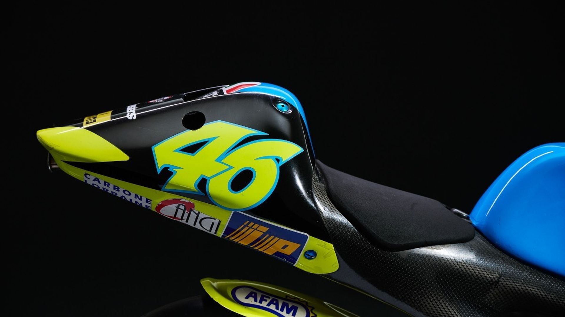 Parte trasera de la Aprilia RS125R de 1996 de Valentino Rossi