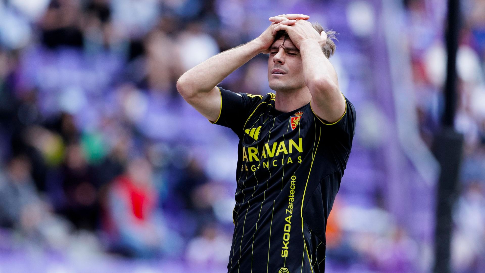 El Real Zaragoza se lamenta tras el gol del Valladolid